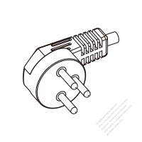 以色列3-Pin彎頭插頭AC電源線-成型PVC線材1.8M (1800mm)黑色線材剝外層絕緣 20mm/半剝內層絕緣 13mm   (H03VV-F  3G 0.75mm2 )( #L71AA33-180)