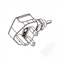 英國3-Pin插頭(金屬地Pin)AC電源線-成型PVC線材2 M (2000mm)黑色線材剝外層絕緣 20mm/半剝內層絕緣 13mm   (H05VV-F  3G 1.0mm2  )( #U88AA36-200)