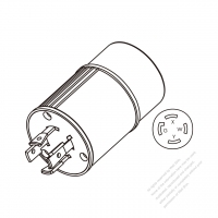 AC防鬆脫轉接頭, NEMA L14-20P 轉L14-30R, 3 P 4芯接地, 組裝式, 4轉4-Pin, 20A轉30A 125V/250V