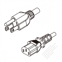 台灣3-Pin 插頭 to IEC 320 C13 AC電源線組- 成型PVC線材(Cord Set) 0.5M (500mm)黑色 (VCTF 3X0.75MM Round )( #T60A355-050)