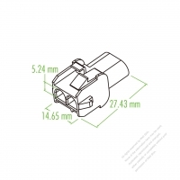 塑膠連接器 27.43mm X 14.65mm X 5.24mm 2 Pin