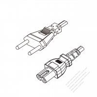 瑞士2-Pin插頭 to IEC 320 C7 AC電源線組-HF超音波成型-無鹵線材 (Cord Set ) 1.8M (1800mm)黑色 (H03Z1Z1H2-F 2X0.75MM ) (#Z7901DHF-180)