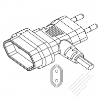 歐洲2-Pin T 型插頭/連接器2.5A/10A 250V