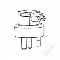 筆記型電腦專用AC轉接頭, 南非 (小)彎頭轉IEC 320 C5連接器, 3轉3-Pin, 2.5A 250V