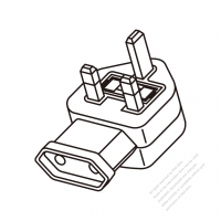 AC轉接頭, 英國插頭轉歐洲(彎頭)連接器 3轉2-Pin