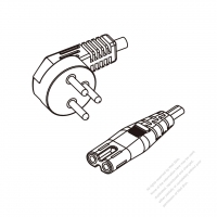 以色列3-Pin 彎頭插頭 to IEC 320 C5 AC電源線組- 成型PVC線材(Cord Set) 1.8M (1800mm)黑色 ( H03VV-F 3G 0.75mm2 )( #L71A733-180)