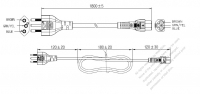 巴西3-Pin 插頭 to IEC 320 C5 AC電源線組- 成型PVC線材(Cord Set) 1.8M (1800mm)黑色 ( H05VV-F 3G 0.75mm² )( #B55A734-180)