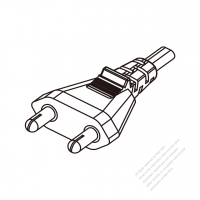 印度2-Pin插頭AC電源線-成型PVC線材1.8M (1800mm)黑色線材剝外層絕緣 20mm/半剝內層絕緣 13mm   (YY  2C 0.75mm2  )( #I67AA71-180)