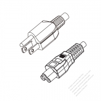美國/加拿大3-Pin NEMA 5-15P插頭 to IEC 320 C5 AC電源線組-PVC線材 (Cord Set) 1 M (1000mm)黑色 (SVT 18/3C/105C ) (# V010610-100)