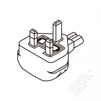 筆記型電腦專用AC轉接頭, 英國 (Down Angle)轉IEC 320 C7連接器, 3轉2-Pin, 2.5A 250V