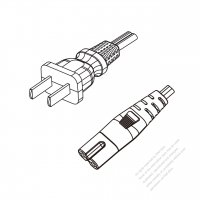 中國2-Pin插頭 to IEC 320 C7 AC電源線組-PVC線材 (Cord Set) 1.8M (1800mm)黑色 60227 IEC 52 (RVV300/300) 2X0.75mm²  (# C030281-180)