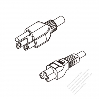 日本3-Pin 插頭 to IEC 320 C5 AC電源線組- 成型PVC線材(Cord Set) 1.8M (1800mm)黑色 (VCTF 3X0.75MM Round )( #J60A755-180)