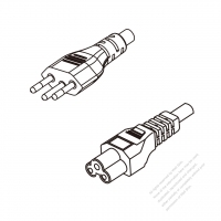 巴西3-Pin 插頭 to IEC 320 C5 AC電源線組- 成型PVC線材(Cord Set) 1 M (1000mm)黑色 ( H05VV-F 3G 0.75mm2 )( #B55A734-100)