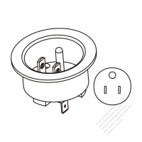 美國/加拿大NEMA 5-15P Flanged 插座, 2 P 3芯接地 15A 125V