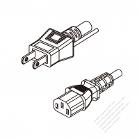 日本3-Pin 插頭 to IEC 320 C13 AC電源線組- 成型PVC線材(Cord Set) 1 M (1000mm)黑色 (VCTF 3X0.75MM Round )( #J74A355-100)