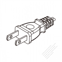 台灣2-Pin插頭AC電源線-成型PVC線材1.8M (1800mm)黑色線材剝外層絕緣 20mm/半剝內層絕緣 13mm   (VCTFK 2X0.75mm FLAT )( #T77AA53-180)