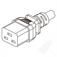 英國IEC 320 C19 AC電源線連接器 3 芯直式 16A 250V