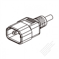 美國/加拿大3-Pin IEC 320 Sheet E 插頭AC電源線-成型PVC線材1.8M (1800mm)黑色線材切齊  (SVT 18/3C/60C  )( #V83EC09-180)