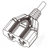 美國/加拿大扇形兩位排插 3 芯(NEMA 5-15R/20R), 2 P, 3 芯  Grounding,15A/20A 125V