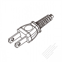 日本2-Pin插頭AC電源線-成型PVC線材1.8M (1800mm)黑色WS-SR-547 + 線材剝外層絕緣 10CM  (VCTFK 2X0.75MM FLAT )( #J73SB53-180)