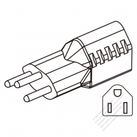 AC轉接頭, 瑞士插頭轉美國NEMA 5-15R  連接器, 3轉3-Pin, 10A 250V (成型式)