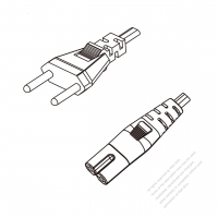 瑞士2-Pin插頭 to IEC 320 C7 AC電源線組-HF超音波成型-無鹵線材 (Cord Set ) 1 M (1000mm)黑色 (H03Z1Z1H2-F 2X0.75MM ) (#Z7902DHF-100)