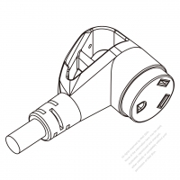 車用RV AC電源線連接器 (NEMA TT-30R) Straight Blade, 2 P, 3 芯  Grounding,彎式 30A 120V