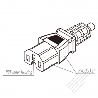 韓國IEC 320 C15 AC電源線連接器 3 芯直式10A 250V