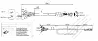 阿根廷 2-Pin 插頭 to IEC 320 C7 AC電源線組- 成型PVC線材(Cord Set) 1.8M (1800mm)黑色 ( H03VVH2-F 2X 0.75mm² )( #R50A131-180)