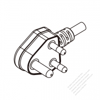 印度3-Pin插頭AC電源線-成型PVC線材1.8M (1800mm)黑色線材剝外層絕緣 20mm/半剝內層絕緣 13mm   (YY 3G 0.75mm2 )( #I68AA72-180)