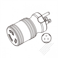 AC轉接頭, NEMA 5-15P轉L5-20R (防鬆脫型式), 2 P 3芯接地 3轉3-Pin, 15A-20A 125V