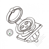 IEC 309 IP 44 防潑水工業插座, 2 P 3 芯,20A 250V