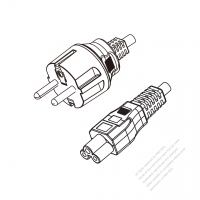 韓國3-Pin插頭 to IEC 320 C5 AC電源線組-HF超音波成型-無鹵線材 (Cord Set ) 1.8M (1800mm)黑色 (H05Z1Z1-F 3X0.75MM ) (#K1306GHF-180)