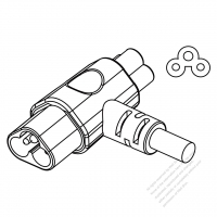 歐洲T Shape 插頭AC電源線連接器 3 芯 2.5A 250V