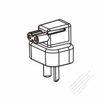 AC轉接頭, 阿根廷(小) 彎頭轉IEC 320 C7連接器, 2轉2-Pin, 2.5A 250V