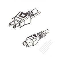 日本3-Pin 插頭 to IEC 320 C5 AC電源線組- 成型PVC線材(Cord Set) 0.8M (800mm)黑色 (VCTF 3X0.75MM Round )( #J74A755-080)