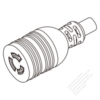 美國/加拿大AC電源線防鬆脫連接器(L6-15R) 2 P 3 芯 接地, 15A 250V