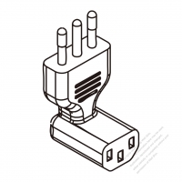 AC轉接頭, 義大利彎頭轉IEC 320 C13 連接器, 3轉3-Pin, 10A 250V
