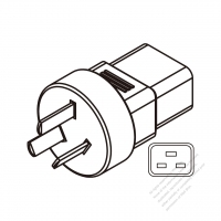 AC轉接頭, 中國(6/10A)轉IEC 320 C19 連接器, 3轉3-Pin, 6A/10A 250V