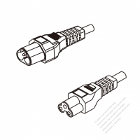 歐洲3-Pin IEC 320 Sheet A插頭 to C5 AC電源線組- 成型PVC線材(Cord Set) 1.8M (1800mm)黑色 ( H03VV-F 3G 0.75mm2 )( #G81A733-180)