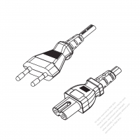 義大利2-Pin插頭to IEC 320 C7 AC電源線組-PVC線材 (Cord Set) 1.8M (1800mm)黑色 (H03VVH2-F 2X0.75MM ) (# X070131-180)