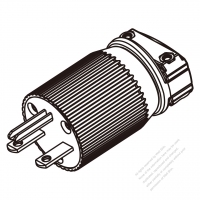 美規工業插頭	(NEMA 6-15P)3芯直式 , 2 P, 3芯接地,15A 250V