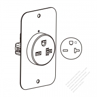 美國/加拿大Flush Mount 插座 NEMA 6-15/20R, 2 P 3芯接地 15A/20A 250v