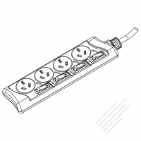 中國延長線3 芯轉3孔X 4, 10A 250V