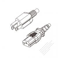 美國/加拿大3-Pin NEMA 5-15P插頭 to IEC 320 C13 AC電源線組-HF超音波成型-無鹵線材 (Cord Set ) 1.8M (1800mm)黑色 (SVE 18/3C/60C ) (#V0104AHF-180)