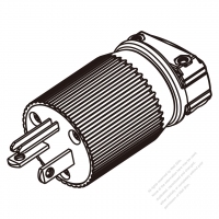 美規工業插頭	(NEMA 5-20P)3芯直式 , 2 P, 3芯接地, 20A 125V