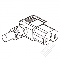 歐洲IEC 320 C15 AC電源線連接器 3 芯 右彎10A 250V