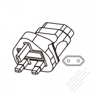 AC轉接頭, 英國插頭轉歐洲  Molded 附遮蔽保護連接器 3轉2-Pin