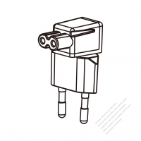 AC轉接頭, 歐洲(小) 彎頭轉IEC 320 C7連接器, 2轉2-Pin, 2.5A 250V