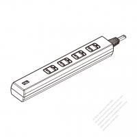 日本延長線 2 芯1轉 4, USB 充電 x 1, 5V 1A